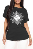 Red Fashion Casual Print Basic O Neck T-Shirts