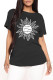 Black Fashion Casual Print Basic O Neck T-Shirts