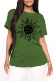 Red Fashion Casual Print Basic O Neck T-Shirts