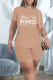 Khaki Casual Print Bandage Hollowed Out Patchwork O Neck Short Sleeve Two Pieces