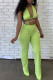 Green Sexy Solid Bandage Hollowed Out Patchwork Asymmetrical V Neck Sleeveless Two Pieces
