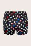 Black Fashion Casual Print Basic Skinny High Waist Shorts