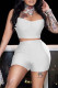 White Sexy Solid Patchwork Spaghetti Strap Two Pieces