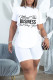 White Casual Print Bandage Hollowed Out Patchwork O Neck Short Sleeve Two Pieces