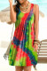 Colour Fashion Casual Print Tie-dye U Neck Vest Dress