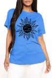 Red Fashion Casual Print Basic O Neck T-Shirts