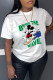 White Fashion Casual Character Letter O Neck T-Shirts