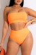 Orange Fashion Sexy Solid Backless Swimwears (Without Paddings)