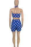 Red Sexy Print Polka Dot Split Joint Halter Sleeveless Two Pieces