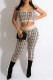 Apricot Casual Print Patchwork U Neck Two Pieces