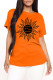 Orange Fashion Casual Print Basic O Neck T-Shirts