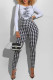 White Fashion Street Print Patchwork O Neck Long Sleeve Two Pieces