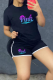 Black Casual Print Patchwork O Neck Short Sleeve Two Pieces