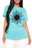 Red Fashion Casual Print Basic O Neck T-Shirts