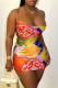 Colour Fashion Sexy Print Backless Spaghetti Strap Sleeveless Dress
