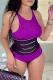 Purple Sexy Print Letter U Neck Sleeveless Two Pieces