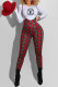 Red Fashion Street Print Letter O Neck Long Sleeve Two Pieces