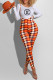 Orange Fashion Street Print Letter O Neck Long Sleeve Two Pieces