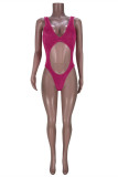 Rose Red Fashion Sexy Solid Hollowed Out Swimwears