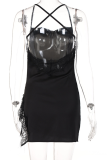 Green Sexy Solid Patchwork Spaghetti Strap Lace Dress Dresses