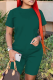 Green Fashion Solid Patchwork O Neck Short Sleeve Two Pieces