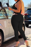 Rose Red Fashion Sexy Casual Solid Hollowed Out Backless Halter Skinny Jumpsuits