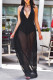 Black Sexy Casual Solid Bandage Patchwork Backless Halter Regular Jumpsuits