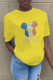 Yellow Fashion Street Character Letter O Neck T-Shirts