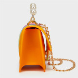 Orange Blue Fashion Casual Gradual Change Chains Pearl Messenger Bag