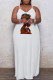 White Casual Print Patchwork Spaghetti Strap Sling Dress Plus Size Dresses