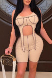 Blue Sexy Solid Patchwork Asymmetrical U Neck Two Pieces