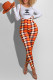 Orange Fashion Street Print Letter O Neck Long Sleeve Two Pieces