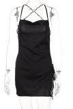 Green Sexy Solid Patchwork Spaghetti Strap Lace Dress Dresses