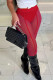 Red Sexy Solid Patchwork See-through Regular High Waist Pencil Solid Color Bottoms