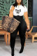 White Casual Print Patchwork O Neck Regular Jumpsuits