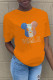 Orange Fashion Street Character Letter O Neck T-Shirts