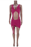 Rose Red Fashion Sexy Solid Hollowed Out Swimwears