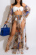 Multicolor Fashion Sexy Print Patchwork Backless Beading Swimwears Three-piece Set (Without Paddings)