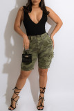 Camouflage Casual Print Camouflage Print Split Joint High Waist Straight Full Print Bottoms