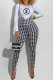 White Fashion Street Print Letter O Neck Long Sleeve Two Pieces