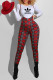 Red Fashion Street Print Letter O Neck Long Sleeve Two Pieces
