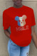 Red Fashion Street Character Letter O Neck T-Shirts