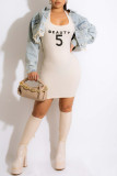 White Fashion Sexy Solid Embroidered Patchwork U Neck Pencil Skirt Dresses