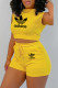Yellow Fashion Sportswear Print Letter O Neck Sleeveless Two Pieces