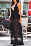 White Sexy Casual Solid Bandage Patchwork Backless Halter Regular Jumpsuits