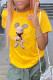 Yellow Fashion Street Character Patchwork O Neck T-Shirts