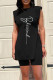 Black Casual Print Patchwork O Neck Sleeveless Two Pieces
