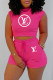 Rose Red Fashion Sportswear Print Letter O Neck Sleeveless Two Pieces