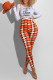 Orange Fashion Street Print Letter O Neck Long Sleeve Two Pieces