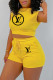Yellow Fashion Sportswear Print Letter O Neck Sleeveless Two Pieces